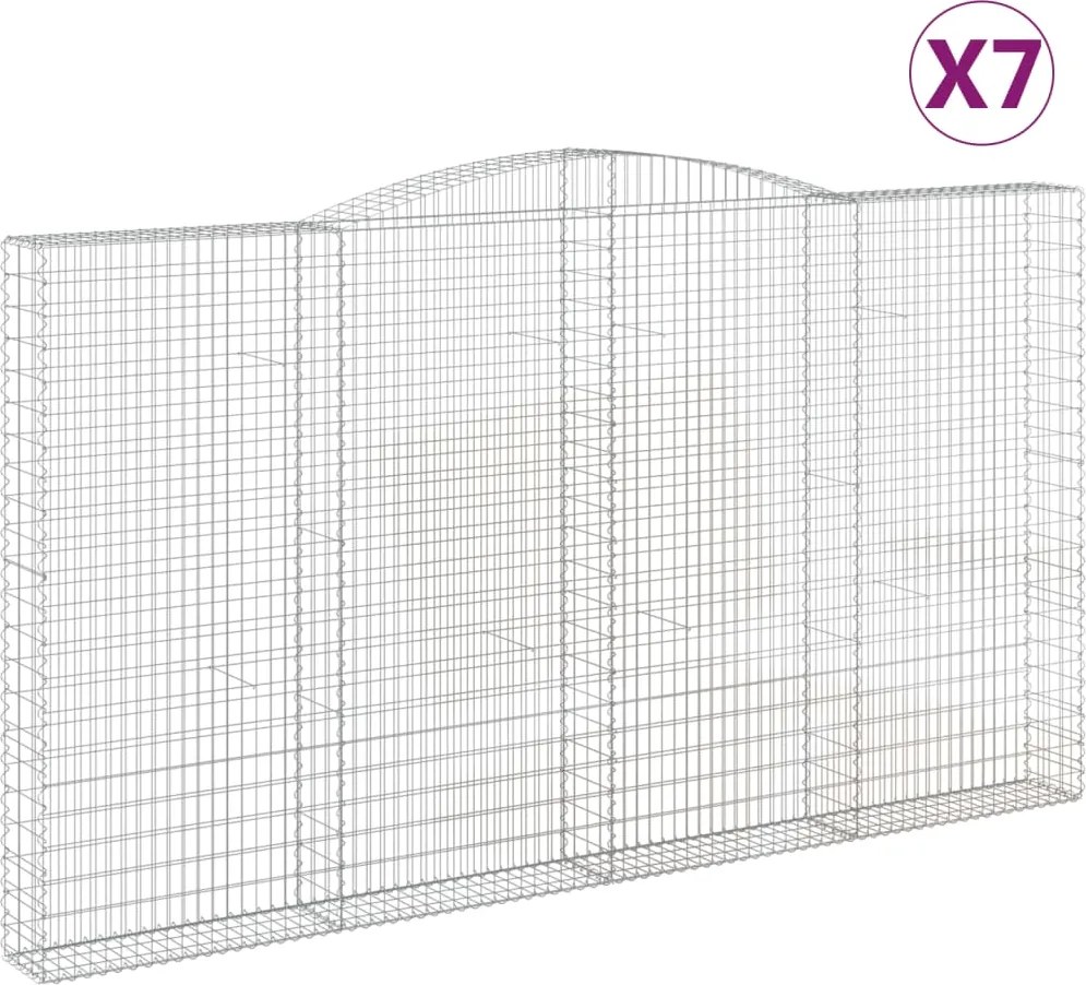 vidaXL Coșuri gabion arcuite, 7 buc, 400x30x220/240cm, fier galvanizat