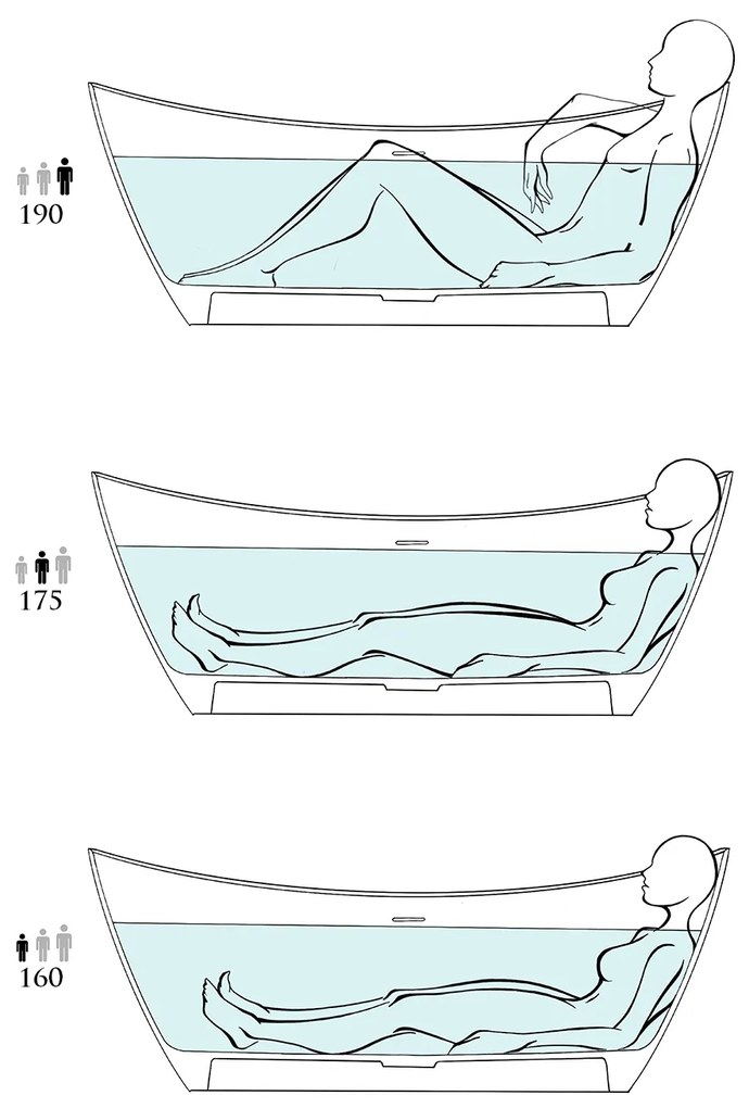 Cada baie freestanding, lipita de perete, 170 x 80 cm, Foglia Mara 1700x800 mm