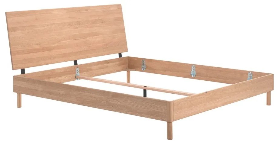 Pat matrimonial în culoare naturală din lemn de stejar fără somieră 180x200 cm Forrest – Vipack