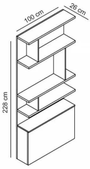 Biblioteca - Royal Bookcase (100 cm) (Culoare biblioteca Royal: Alb Lucios + Corpuri albe mat)