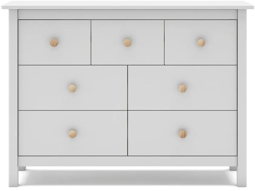 Comodă pentru copii albă joasă din lemn de pin 110x80 cm Max – Marckeric