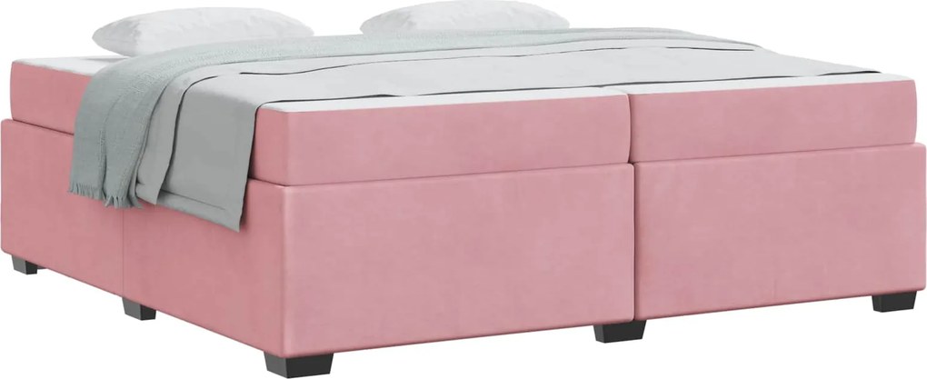 vidaXL Cadru de pat cu saltea Roz 200 x 200 cm țesătură