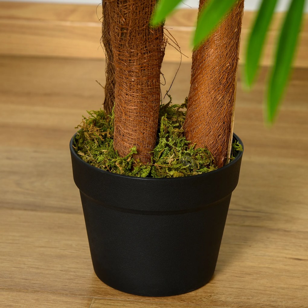 Outsunny Palmier Artificial Inaltime 1,2 m Copac Artificial Trunchi Ramuri Lichen Frunze Realiste Ghiveci Inclus | Aosom Romania