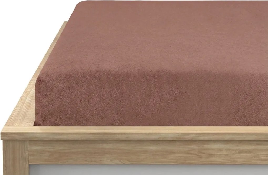 Cearsaf fleecat cu elastic MOLTON maro inchis 90 x 200 cm