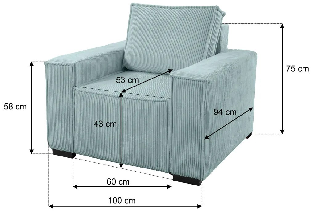 Fotoliu din catifea Culoare albastru deschis, SMART