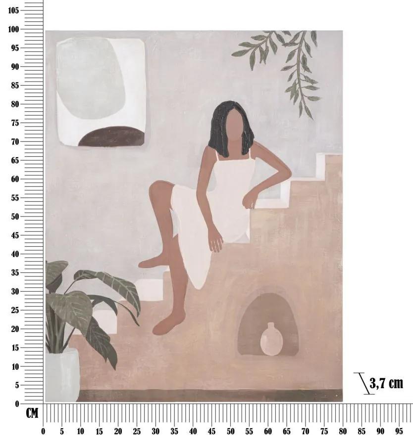 Tablou decorativ multicolor din lemn de Pin si panza, 80x3,7x100 cm, Lady-A Mauro Ferretti