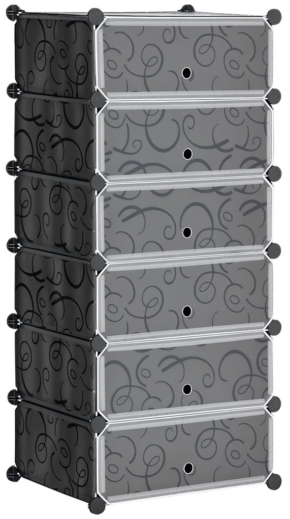 HOMCOM Mobilier de depozitare pentru pantofi modular 6 cuburi dreptunghiulare empilabile - negru | Aosom Romania