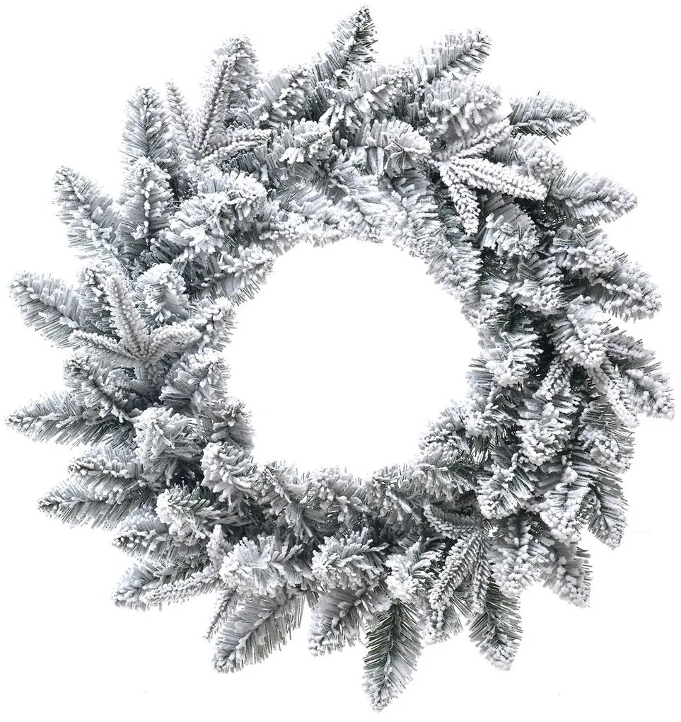 Coroană de Crăciun din ramuri de brad acoperite cu zăpadă, diametru 50 cm