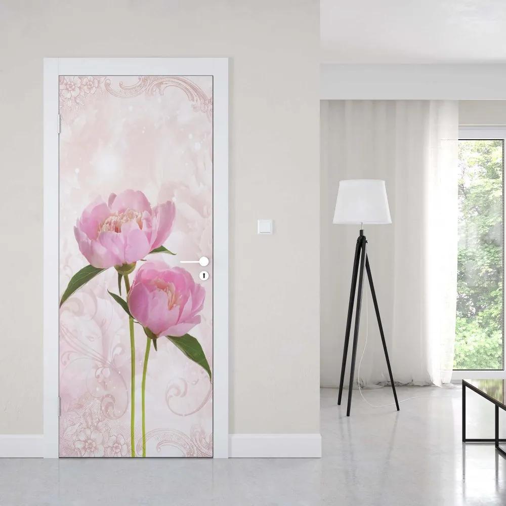 GLIX Tapet netesute pe usă - Soft Flowers Pink Modern Floral