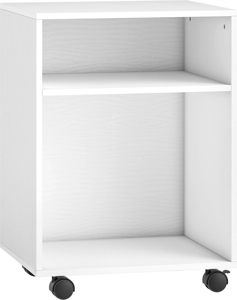 HOMCOM Dulap pentru Imprimantă cu Roți și 2 Rafturi 40x35x55.5 cm, Alb | Aosom Romania