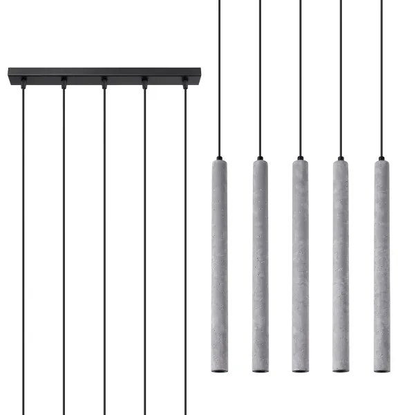 Lustră pe cablu Sollux SL.1274 PASTELO 5xG9/8W/230V beton