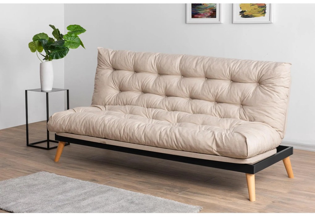 Canapea extensibilă Sakotta (Crem + Lemn). 1107026