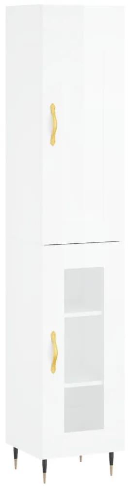 3200371 vidaXL Dulap înalt, alb extralucios, 34,5x34x180 cm, lemn prelucrat