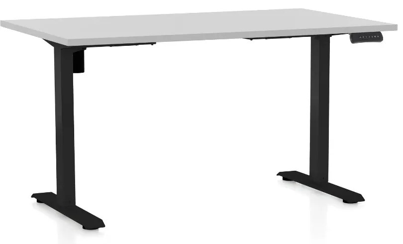 Masa inaltime reglabila OfficeTech B, 120 x 80 cm, bază neagră, gri deschis