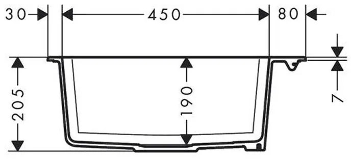 Chiuveta de bucatarie Hansgrohe, SilicaTec, 1 cuva, 56x51 cm, negru grafit