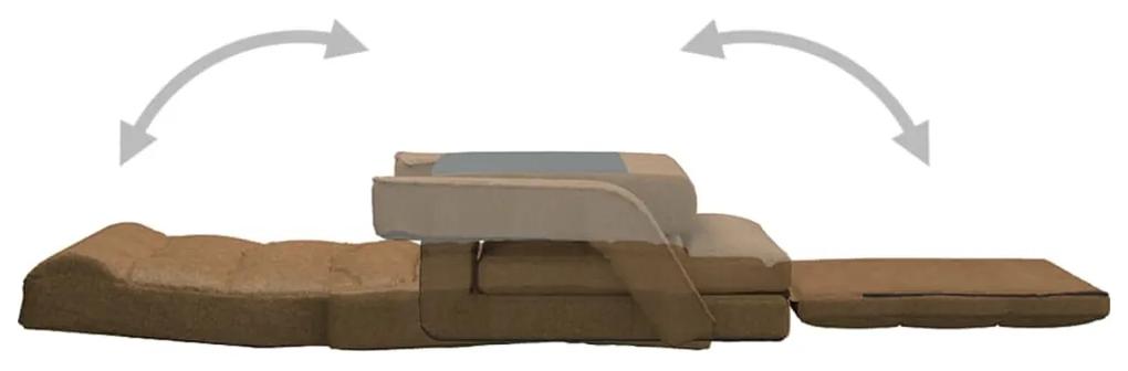 Scaun de podea pliabil cu functie de pat, maro, material textil 1, Maro