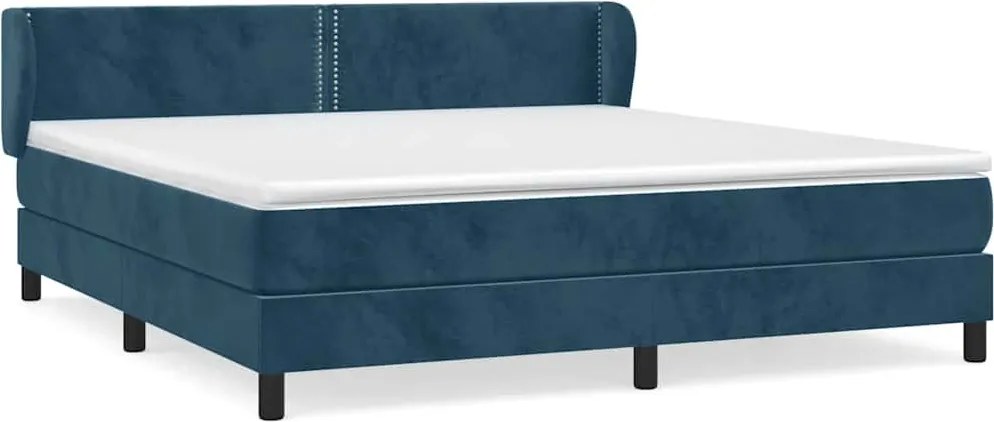 vidaXL Pat box spring cu saltea, albastru închis, 180x200 cm, catifea
