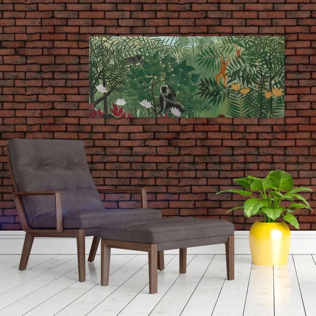 Tablou - Henri Rousseau, Tropical Forest with Monkeys, reproducere (120x50 cm)