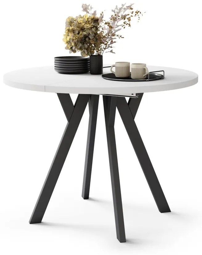 Masă de dining extensibilă ARTUR alb/negru