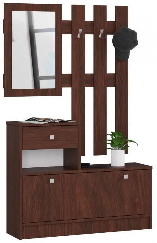Set mobilier hol, placa laminata, cu pantofar, cuier, oglinda, wenge, 90x25x70 100 cm