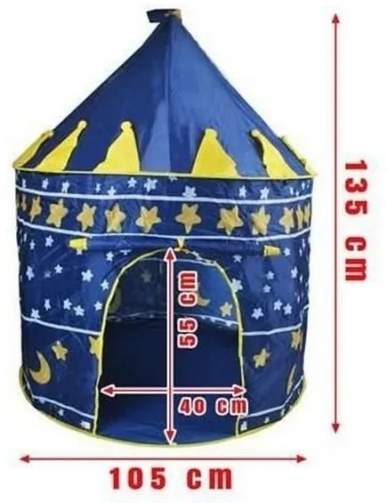 Cort de Joaca Pop-up XXL Pentru Copii NOVOKIDS™ Blue Castle, Pentru interior si exterior, Geanta transport inclusa, Dimensiuni 105X135 cm, Model