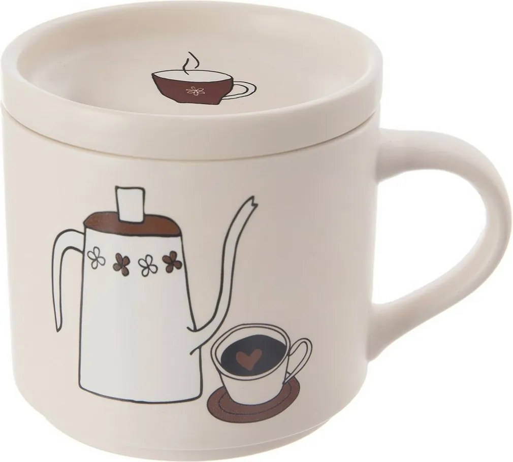 Cană din porțelan cu capac Orion Cafea, 0,45 l