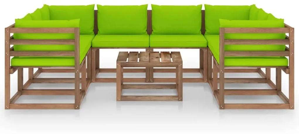 Set mobilier de gradina cu perne verde aprins, 9 piese