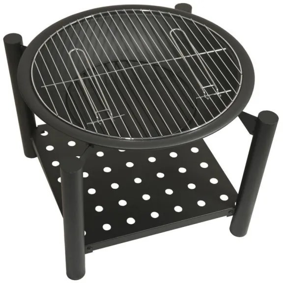 Vatră portabilă pe lemn cu grătar 48 cm