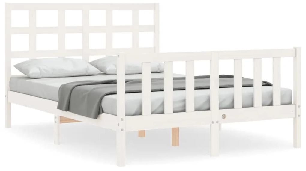3192072 vidaXL Cadru de pat cu tăblie dublu mic, lemn masiv