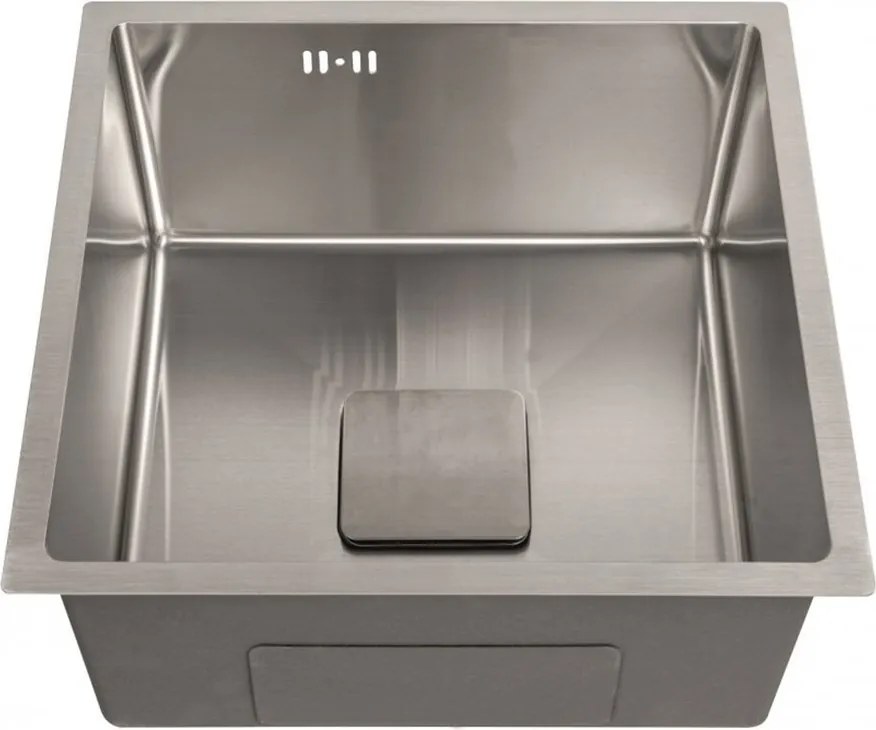 Chiuveta inox Inter Ceramic cu o cuva fara picurator finisaj inox satinat 50x50 cm