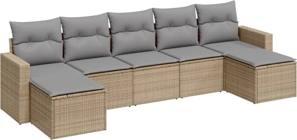 vidaXL Set canapele de grădină, 7 piese, cu perne, bej, poliratan