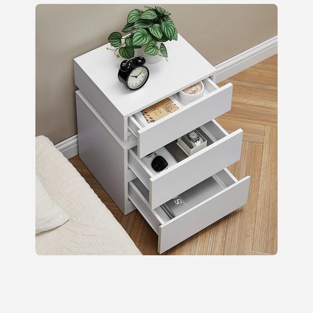 Noptieră cu iluminare DAVY, 40x35x55cm, alb Vasagle