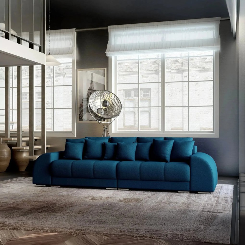 Canapea extensibilă dumonde cu 2 lăzi de depozitare si sezut confortabil din spuma high-density, Verona Enjoy Petrol 310x100 cm