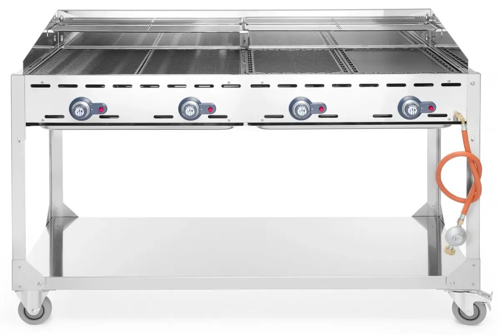 Grill barbecue Green Fire 4 arzatoare ,alimentare gaz,pe suport cu roti