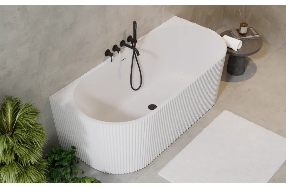 Cada baie freestanding, lipita de perete, alba, 3D, Besco Leya, 170x78 cm