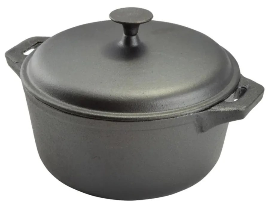 Oală din fontă brută cu capac 32 cm, 8L – Perfect Home 15532, pentru gătit în volum mare și distribuție uniformă a căldurii