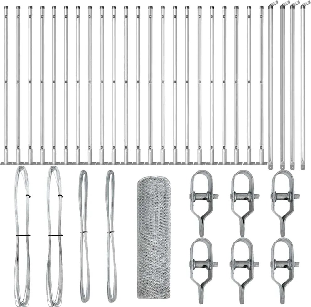 vidaXL Stâlp de gard. Argintiu 50 x 0,6 m (plasă de 13 mm) Oțel