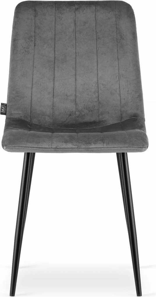 Oferta Scaun de catifea gri LAVA cu picioare negre II. calitate