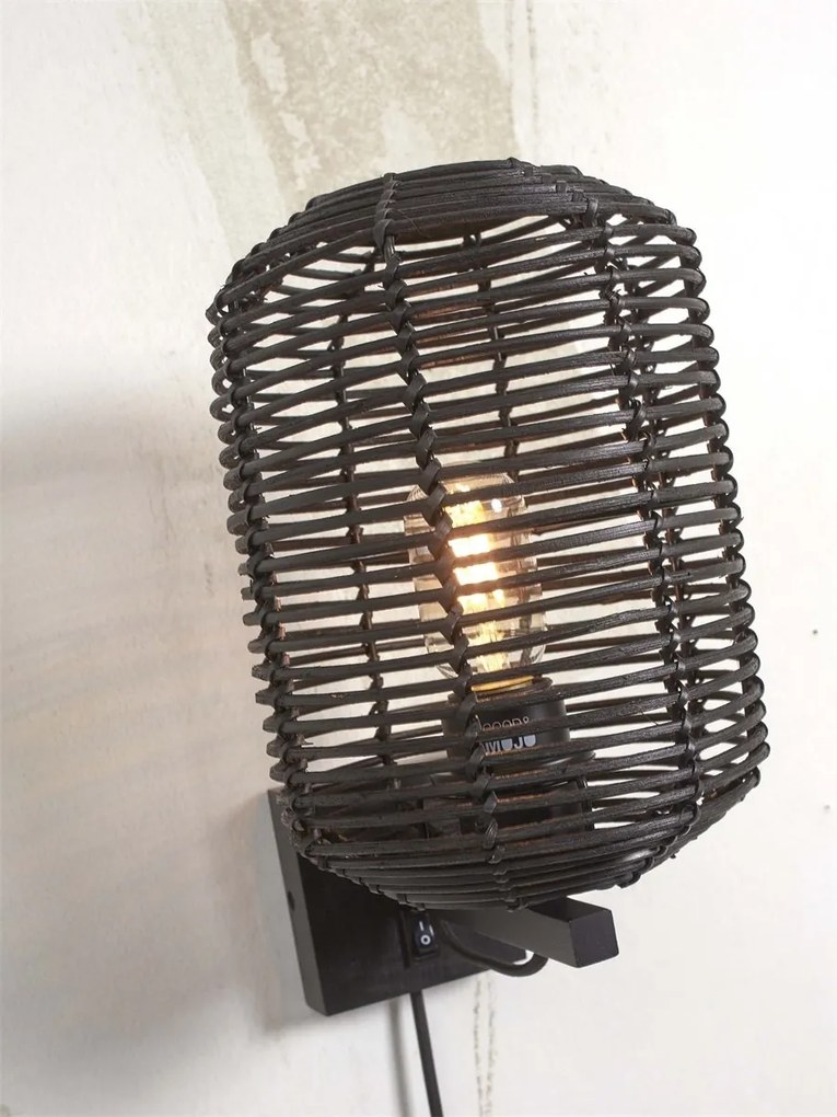 Aplica de perete eco din ratan Tanami tube S, bl