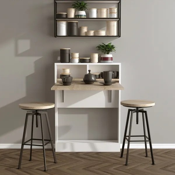 Masă pliabilă BRACKED 96x70 cm alb/maro