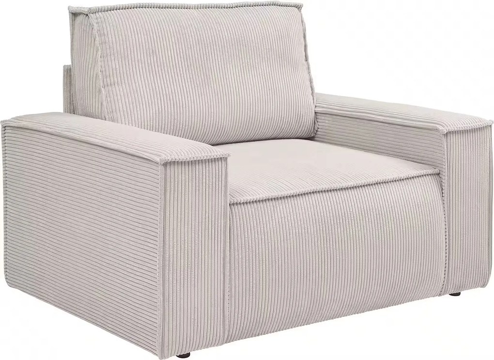 Fotoliu de relaxare, material velur catifelat, culoare crem, 120 cm lungime