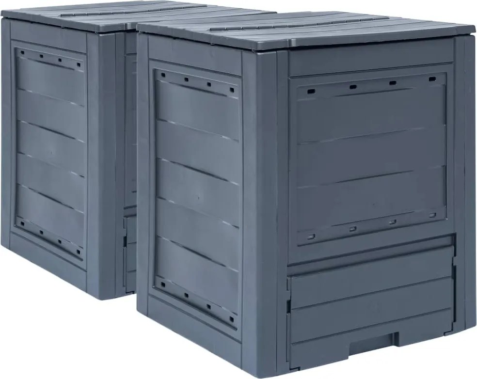 vidaXL Compostoare de grădină, 2 buc., gri, 60 x 60 x 73 cm, 520 L