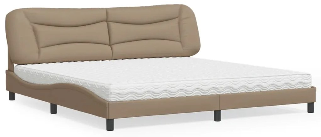 vidaXL Pat cu saltea, cappuccino, 200x200 cm, piele ecologică