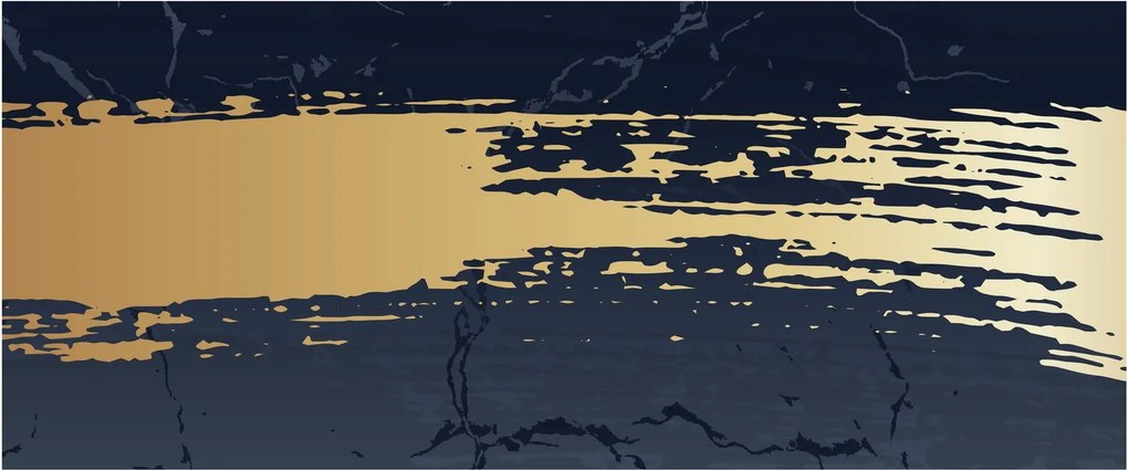 Tablou - Albastru și aur abstracție N⁰2 (120x50 cm)