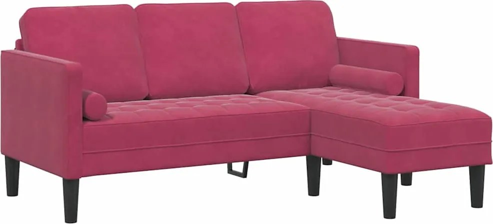 vidaXL Set de canapea cu pernă Roșu Vin Poliester
