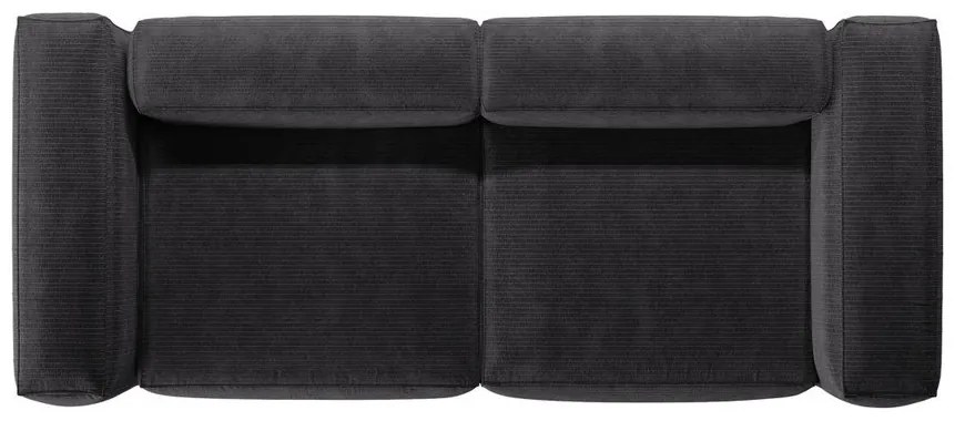 Canapea gri închis cu tapițerie din catifea reiată 264 cm Bergamo – Cosmopolitan Design