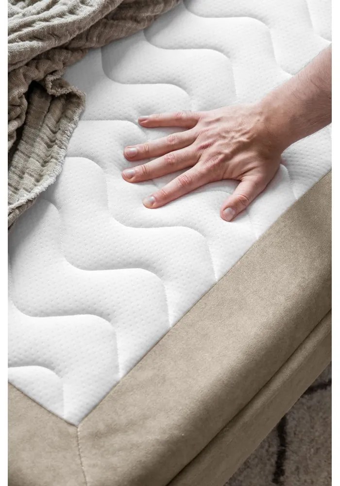 Canapea bej extensibilă cu tapițerie din catifea 225 cm Charming Charlie – Miuform