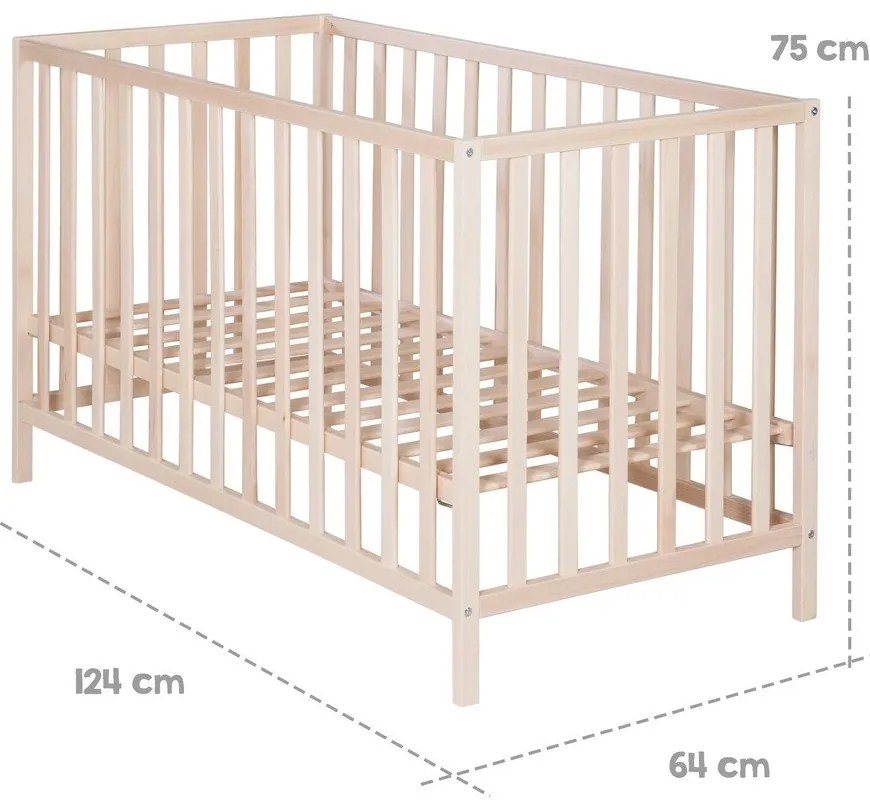 Pătuț în culoare naturală 60x120 cm Cosi – Roba