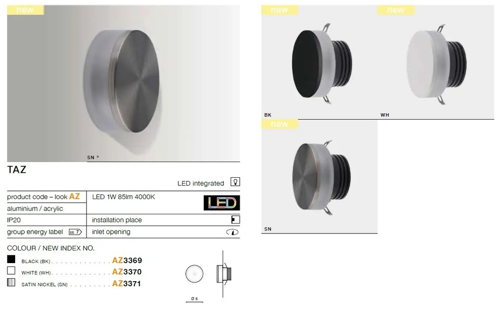 Spot LED incastrabil ambiental trepte/scari TAZ negru ZZ AZ3369