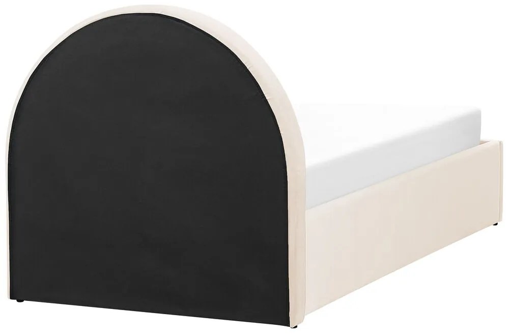 Pat de o persoană 90 cm Annesile (bej) (cu somieră) (cu sp. depozitare). 1077530